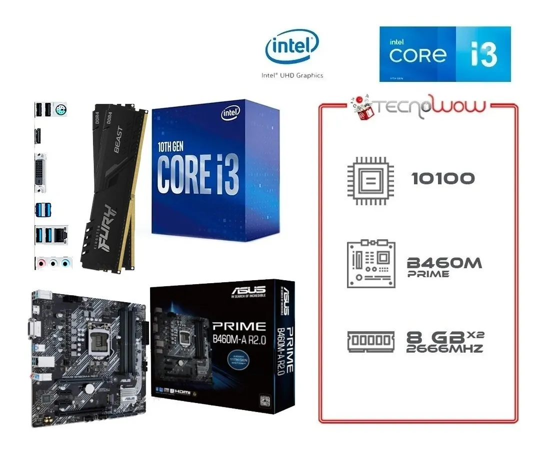 Kit Actualización Intel Core I3 10ma Gen, B460, 16 Gb Ddr4