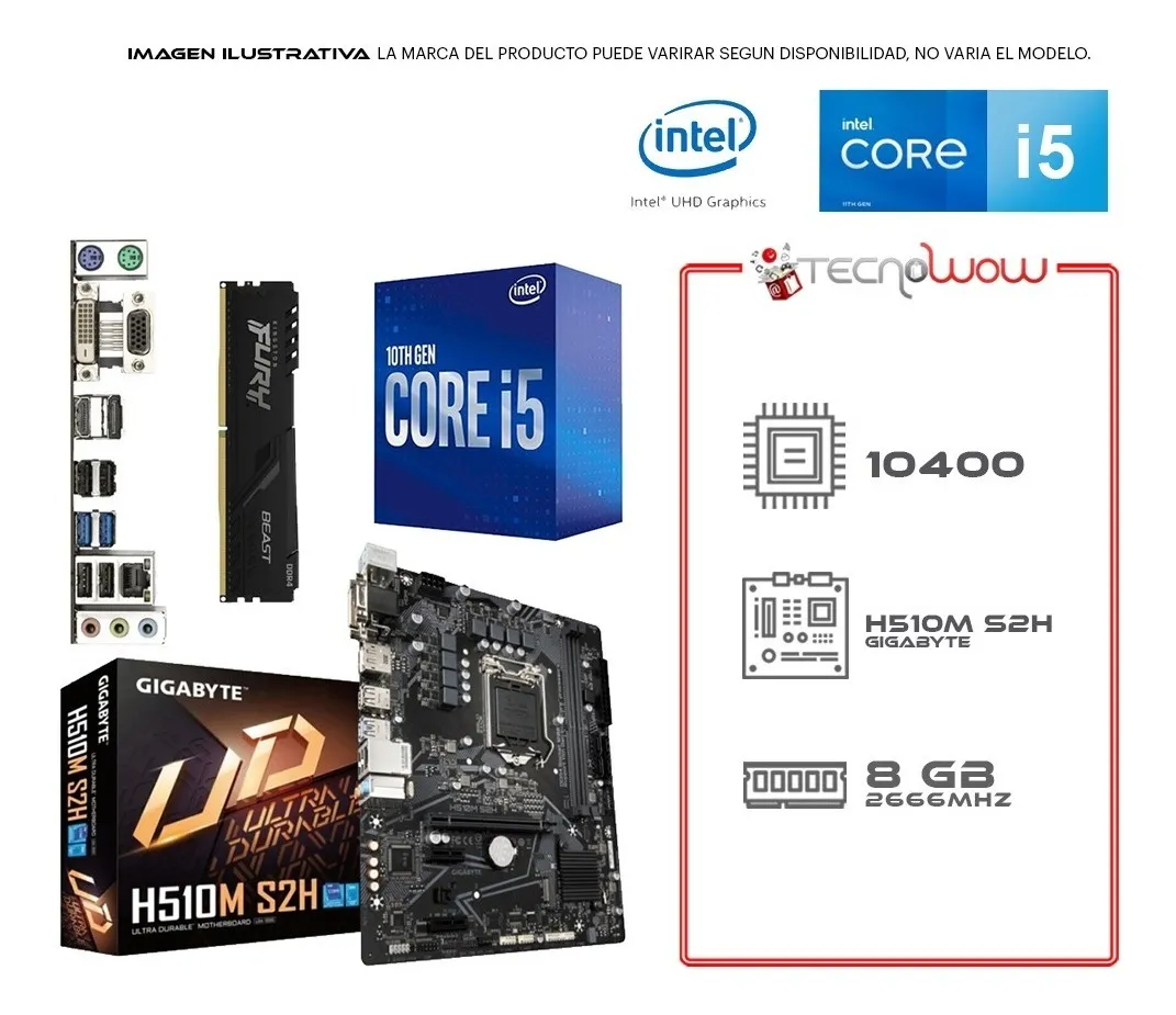 Kit Actualización Intel Core I5 10ma, Mother H510m, 8gb Ram