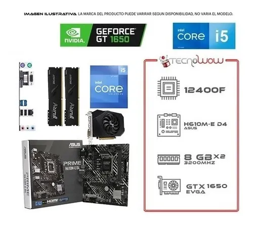 Kit Actualizacion Intel Core I5 12va H610 16 Gb Ram Gtx 1650