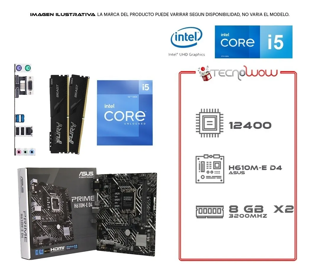 Kit Actualizacion Intel I5 12va H610m-e 16gb Ram 3200mhz