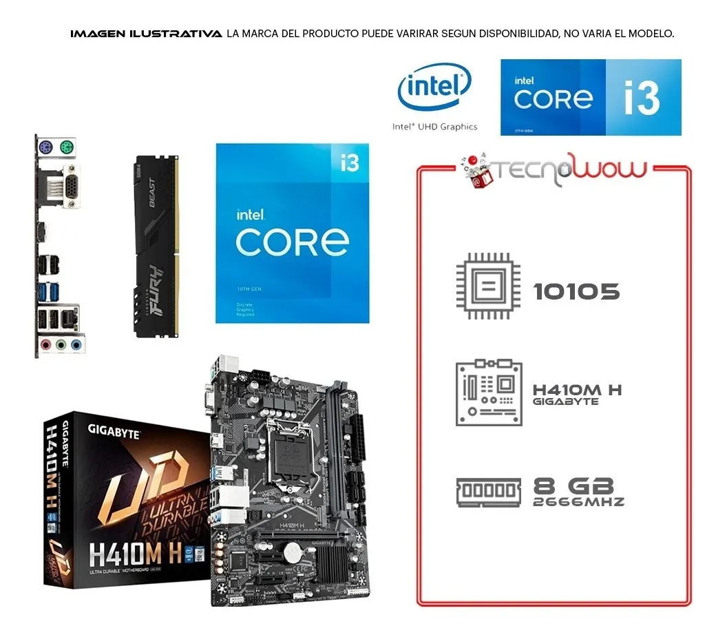 Kit Actualización Tarjeta Madre H410 Intel Core I3 Ram 8 Gb